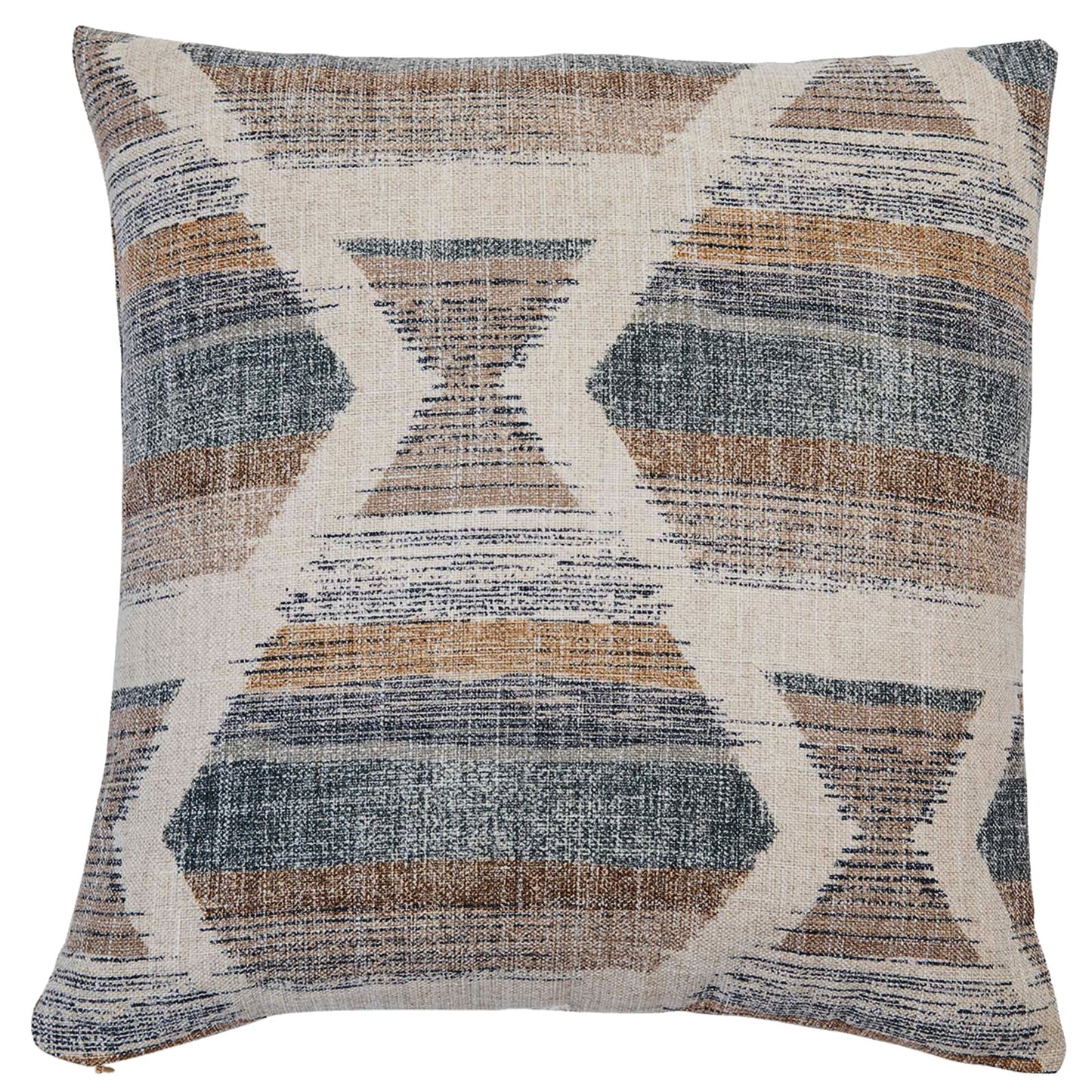 Decorative pillow with geometric pattern on a white background