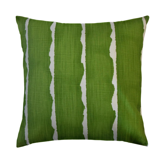 Dandrea Throw Pillow Cover - Cloth & Stitch - bright green and white abstract stripe cushion cover