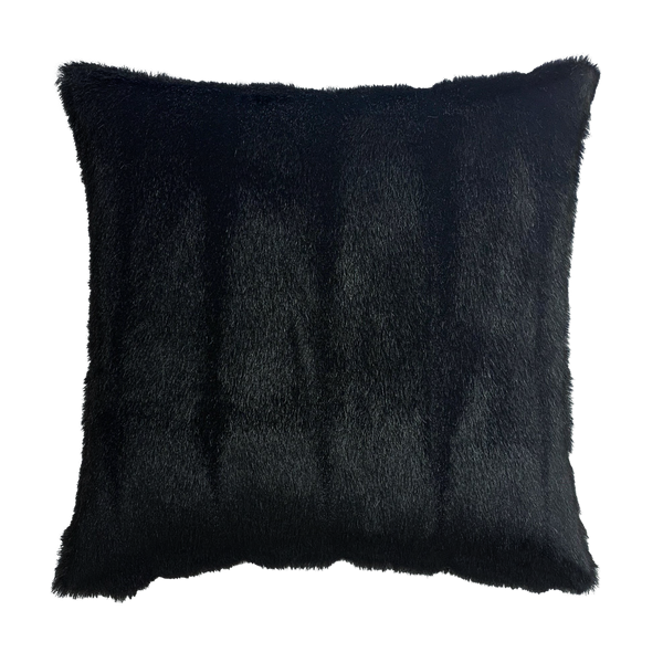 Faux Mink Black Throw Pillow Cover - Cloth & Stitch - black faux fur cushion cover