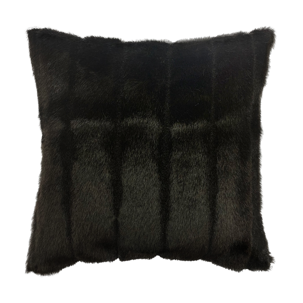 Faux Mink Brown Throw Pillow Cover - Cloth & Stitch - dark brown faux fur cushion cover