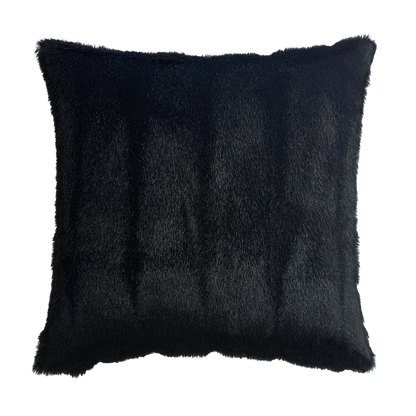 Faux Mink Black Throw Pillow Cover - Cloth & Stitch - black faux fur cushion cover