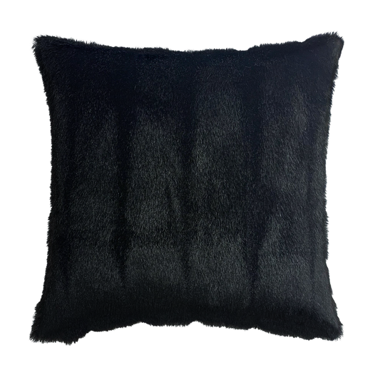 Faux Mink Black Throw Pillow Cover - Cloth & Stitch - black faux fur cushion cover