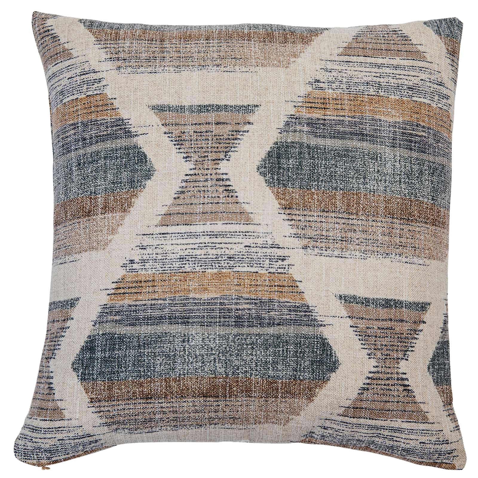 Decorative pillow with geometric pattern on a white background