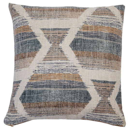 Decorative pillow with geometric pattern on a white background