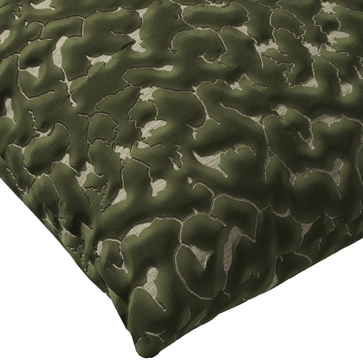 Jade green colored throw pillow with an abstract texture.