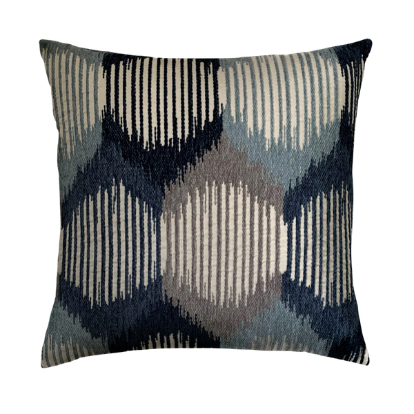 Blue Geometric Coral Motif Throw Pillow Cover - Cloth & Stitch - abstract blue, cream, coral, and grey cushion cover