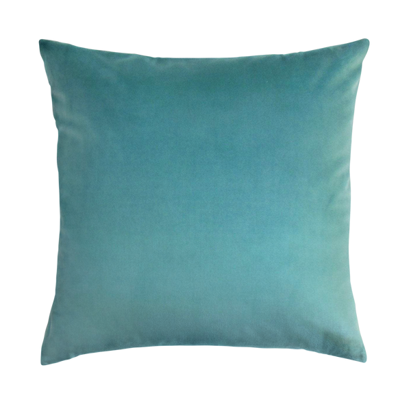 Crowe Throw Pillow Cover - Cloth & Stitch - solid turquoise blue velvet cushion cover