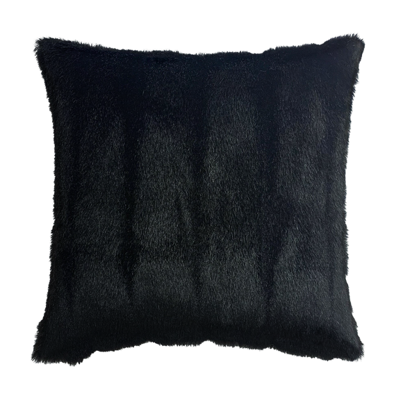 Faux Mink Black Throw Pillow Cover - Cloth & Stitch - black faux fur cushion cover