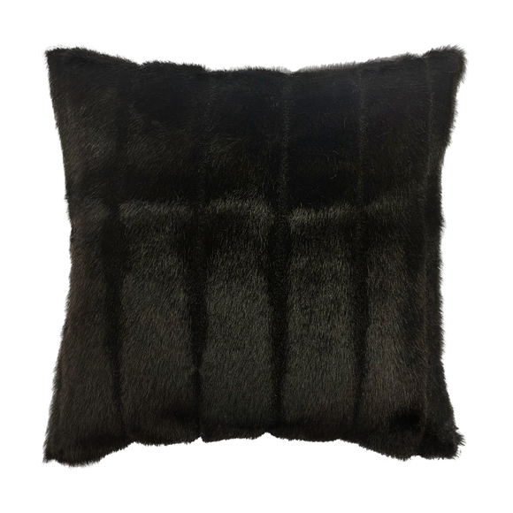 Faux Mink Brown Throw Pillow Cover - Cloth & Stitch - dark brown faux fur cushion cover