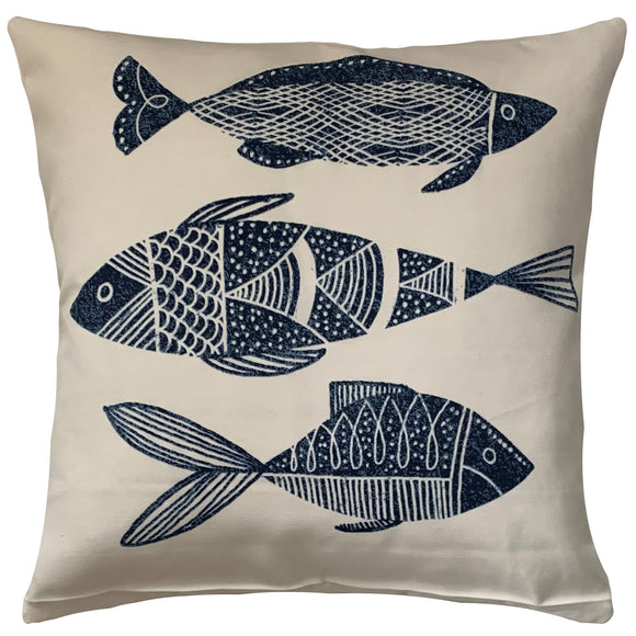 Marino Blue Fish Nautical Throw Pillow