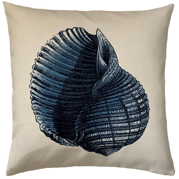 Blue Seashell Nautical Throw Pillow Cover
