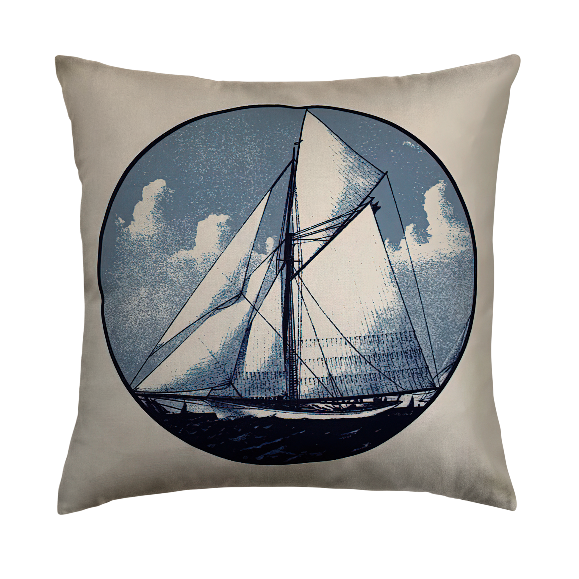 Valerio Blue Sailboat Throw Pillow Cover